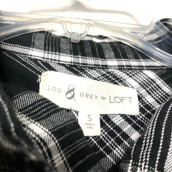 Lou Grey x Loft Collaboration Wms S Black White Plaid Button Up Shirt Dress Fall - Picture 4 of 10